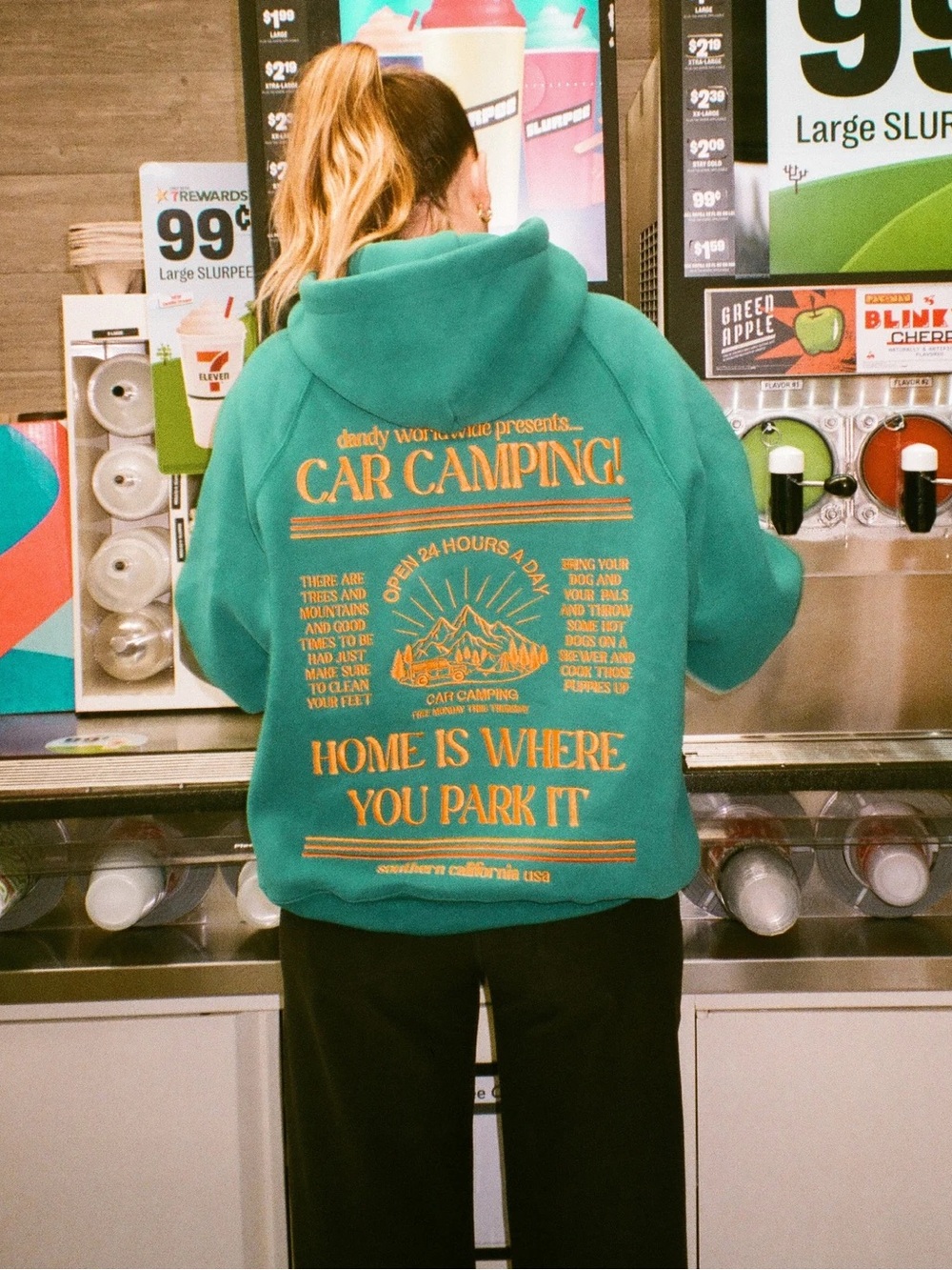 Dandy Green Hooded Sweatshirt - Car Camping